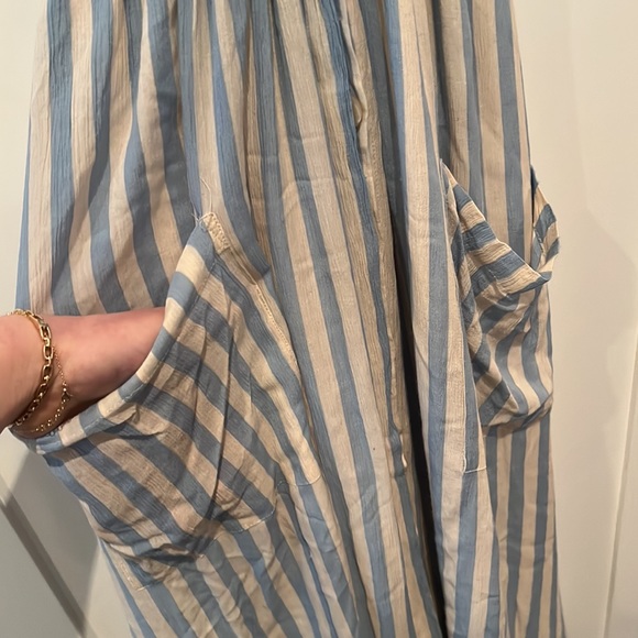 Rebecca Minkoff Derinda striped midi dress with pockets and front tie - Picture 4 of 5
